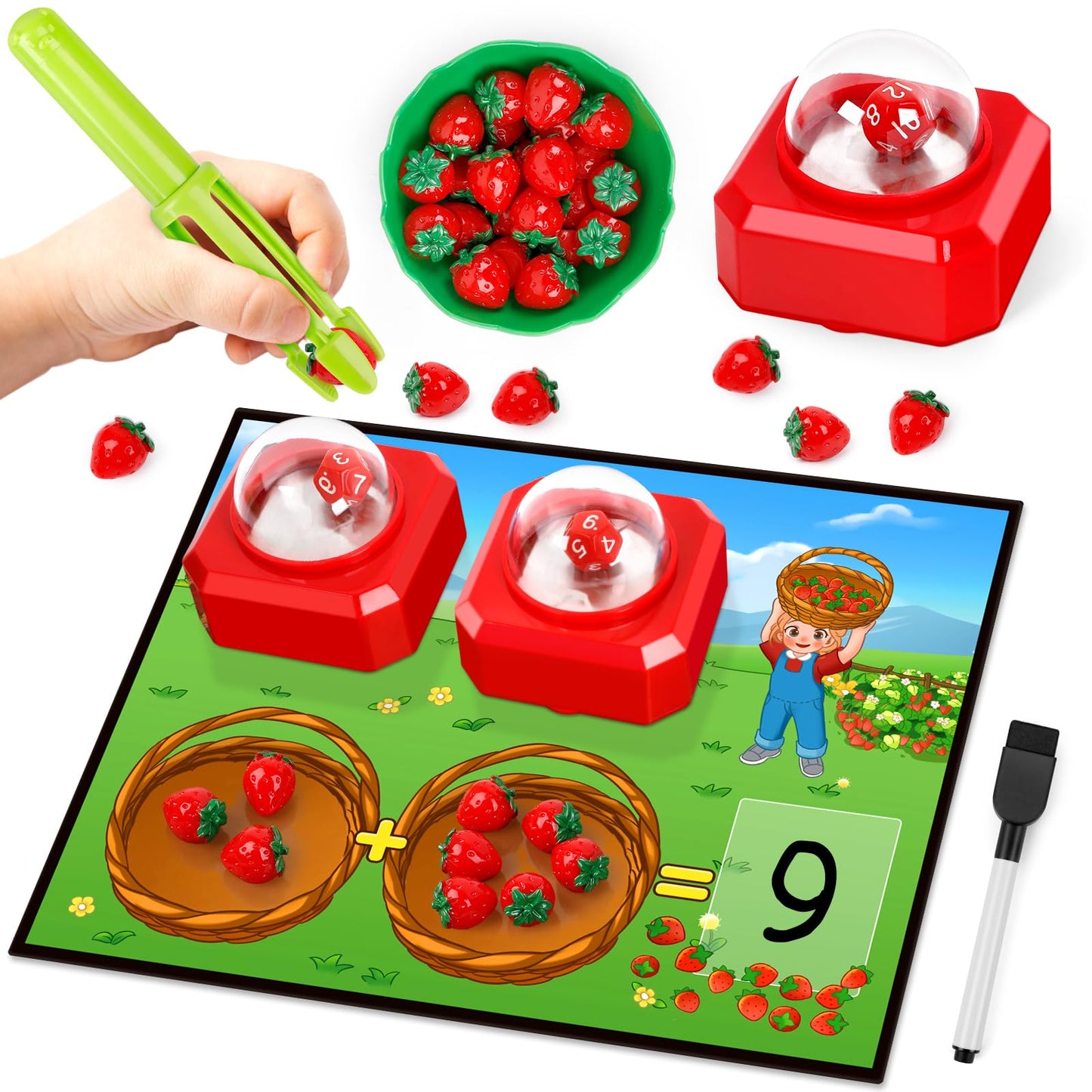 SkilLify Math Board Games for Kids with Dice Poppers Math Manipulatives Kindergarten Preschool Math Games Counters Toys Addition and Subtraction Dice Games Homeschool Supplies Classroom Must Haves