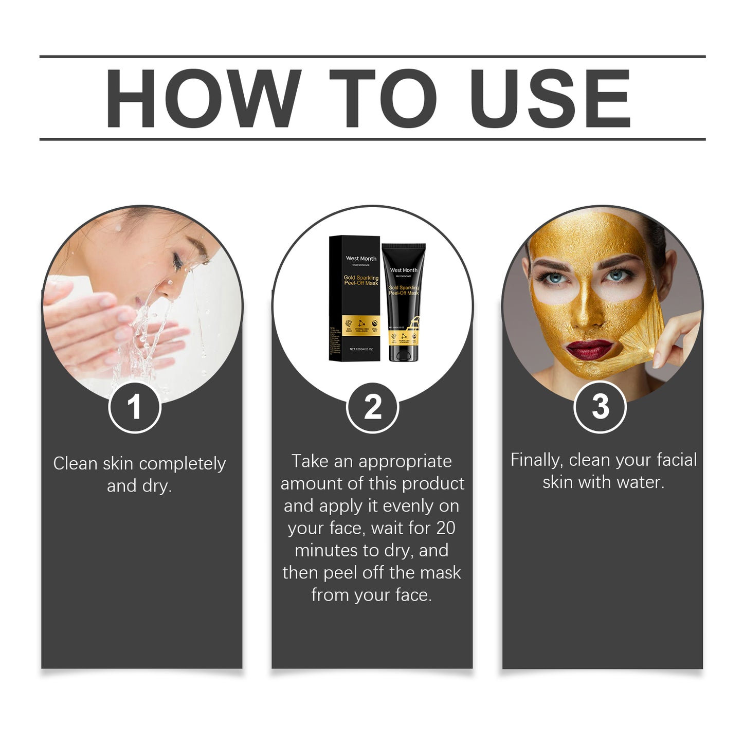 West Month Gold Peel Mask – 24k Gold Collagen Firming & Cleansing Mask