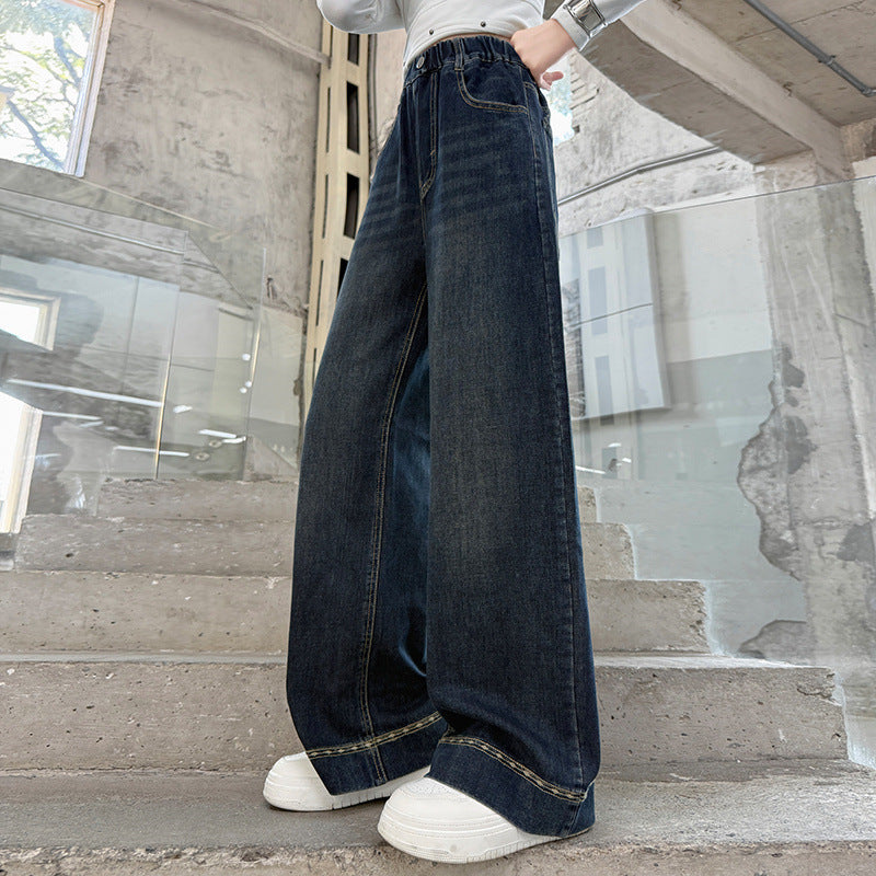 Casual Flowered Slim Straight Leg Jeans for Girls