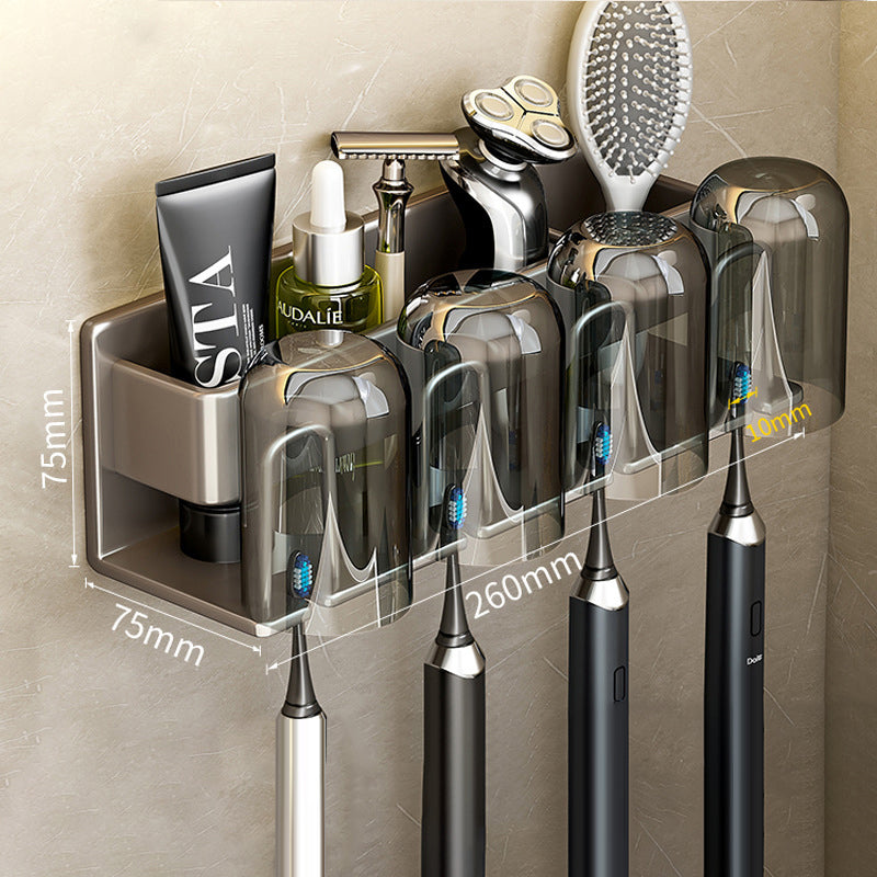 Toothbrush Shelf Bathroom Non-Perforated Mouthwash Cup Tooth Cup Wall-Mounted Storage Rack Electric Toothbrush Shelf