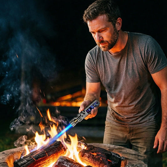 Windproof High‑Temperature High‑Power Outdoor Torch Lighter with LED Digital Display, Metal Body & Bottle Opener