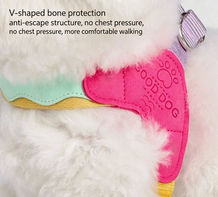 Color Vest-Style Pet Harness for Small Dogs and Cats, Anti-Escape Dog Leash, Breathable
