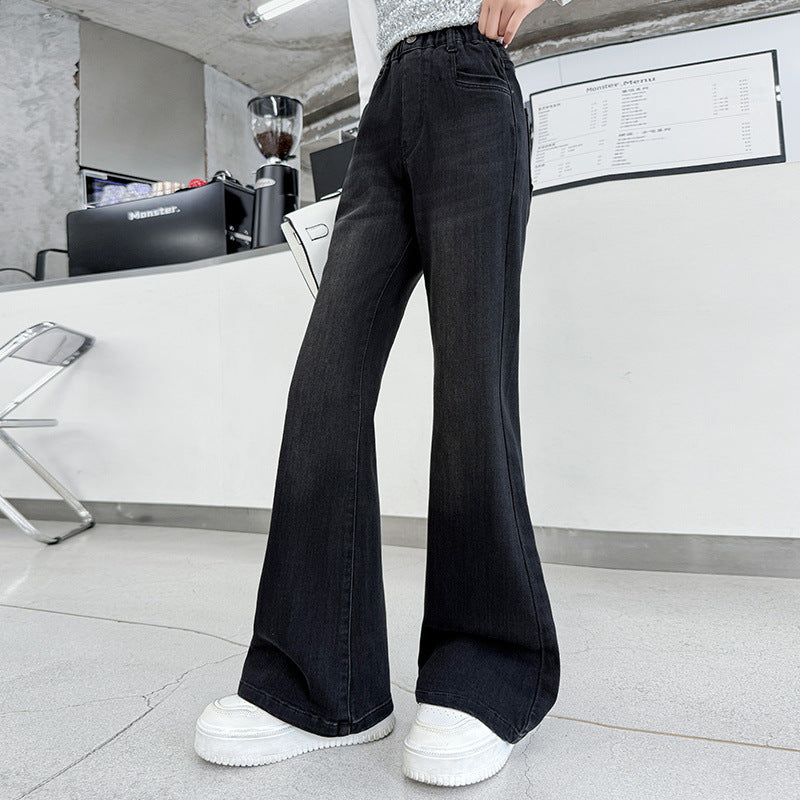 Girls' Flared Jeans, Casual Pants for Middle and Older Children