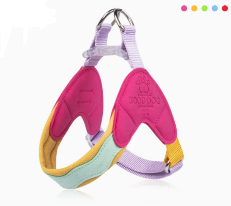 Color Vest-Style Pet Harness for Small Dogs and Cats, Anti-Escape Dog Leash, Breathable