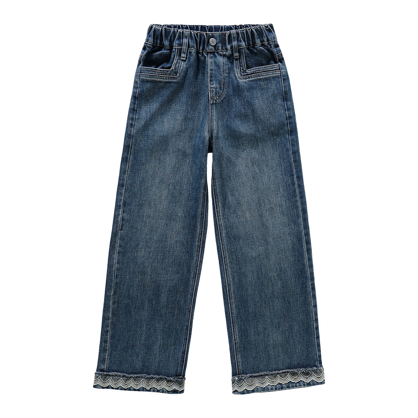 Casual Straight Leg Denim Pants for Girls