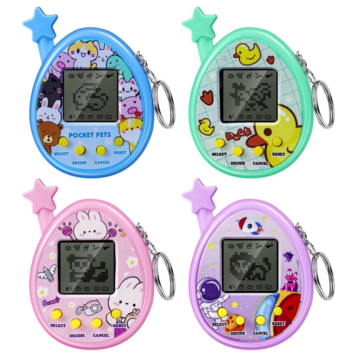 SSRMX Interactive Toy Digital Pet - Virtual Electronic Pets Video Game Party Favors for Kids Video Game Keychain Video Game Party Supplies