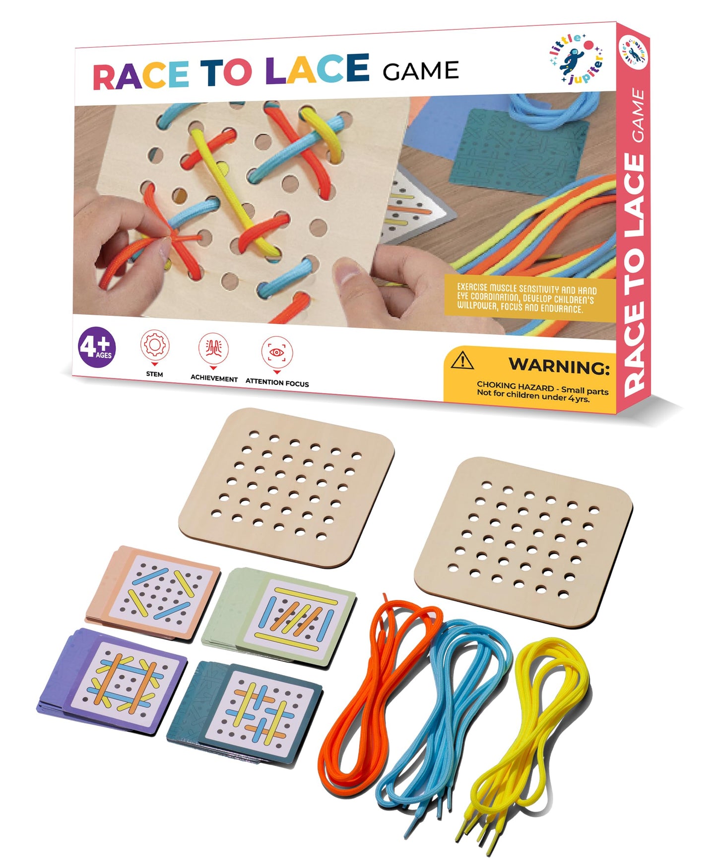 Race To Lace - Perfect Home or Travel Games for Kids and Adults - Ideal for 8-12 Years old - Solo or 2+ Players for for 4+ Years & Up - Car Games Airplane Games Family & Kids Games - Road Trip Games