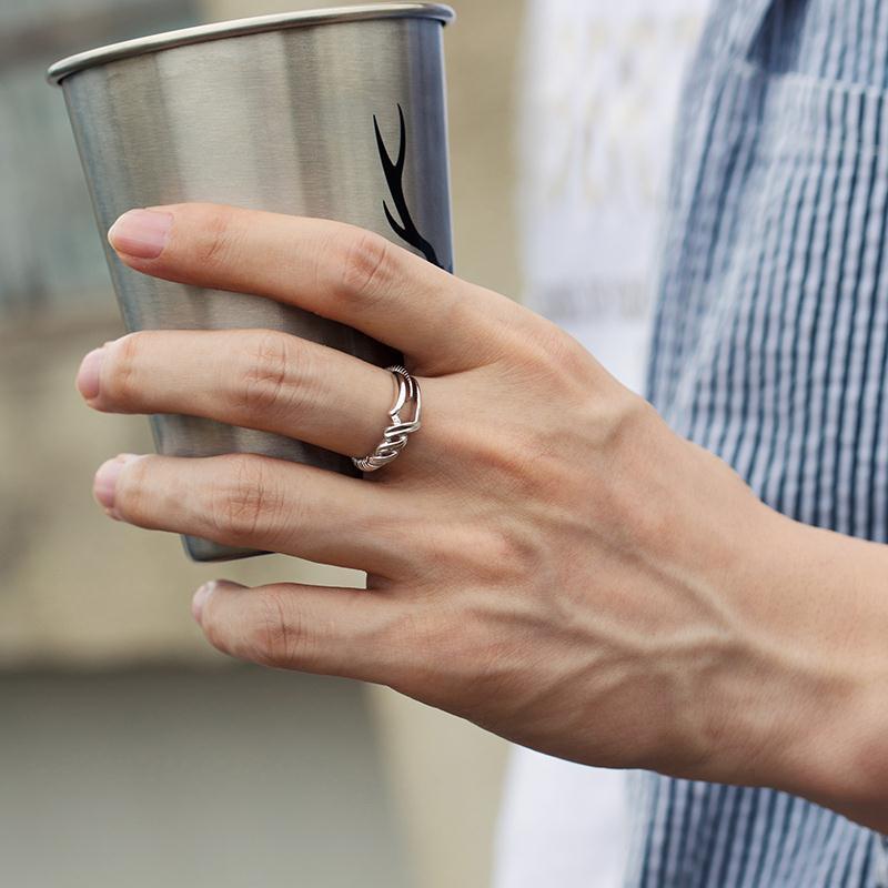 Modern Metal Stone Cross-Opening Design Ring