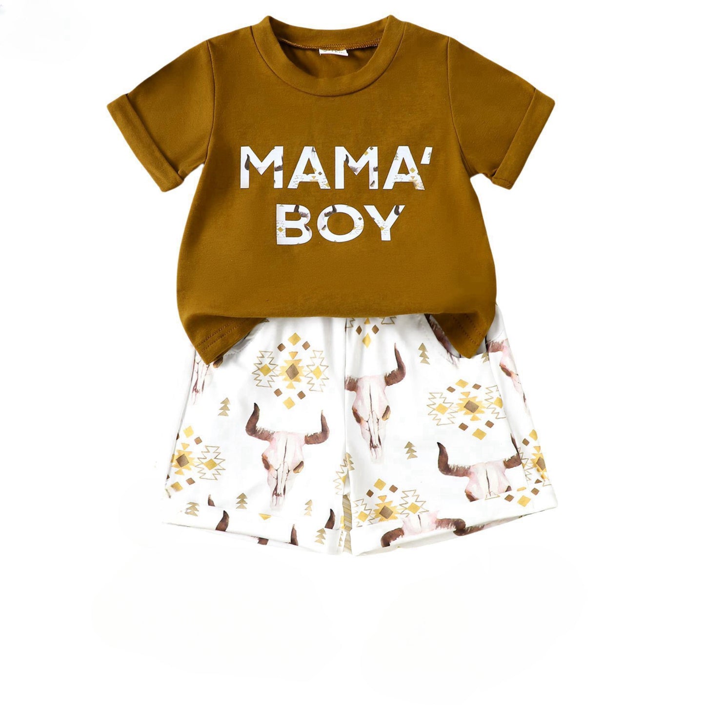 Children's Short Sleeve Set, Three-Color Letter Print T-Shirt and Shorts Two-Piece Set, Summer Outfit for Boys