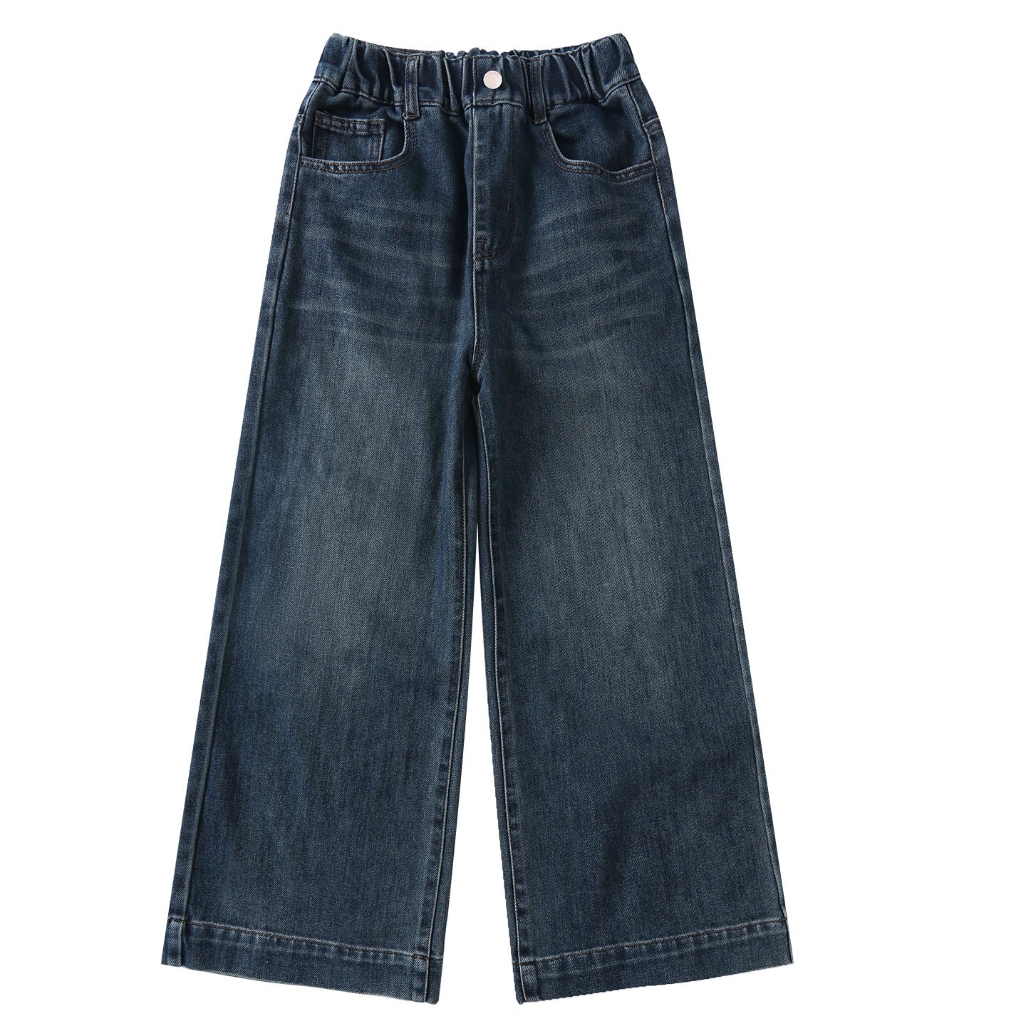 Girls' Denim Wide-Leg Pants Straight Loose Long Pants Stylish Children's Trousers Trendy