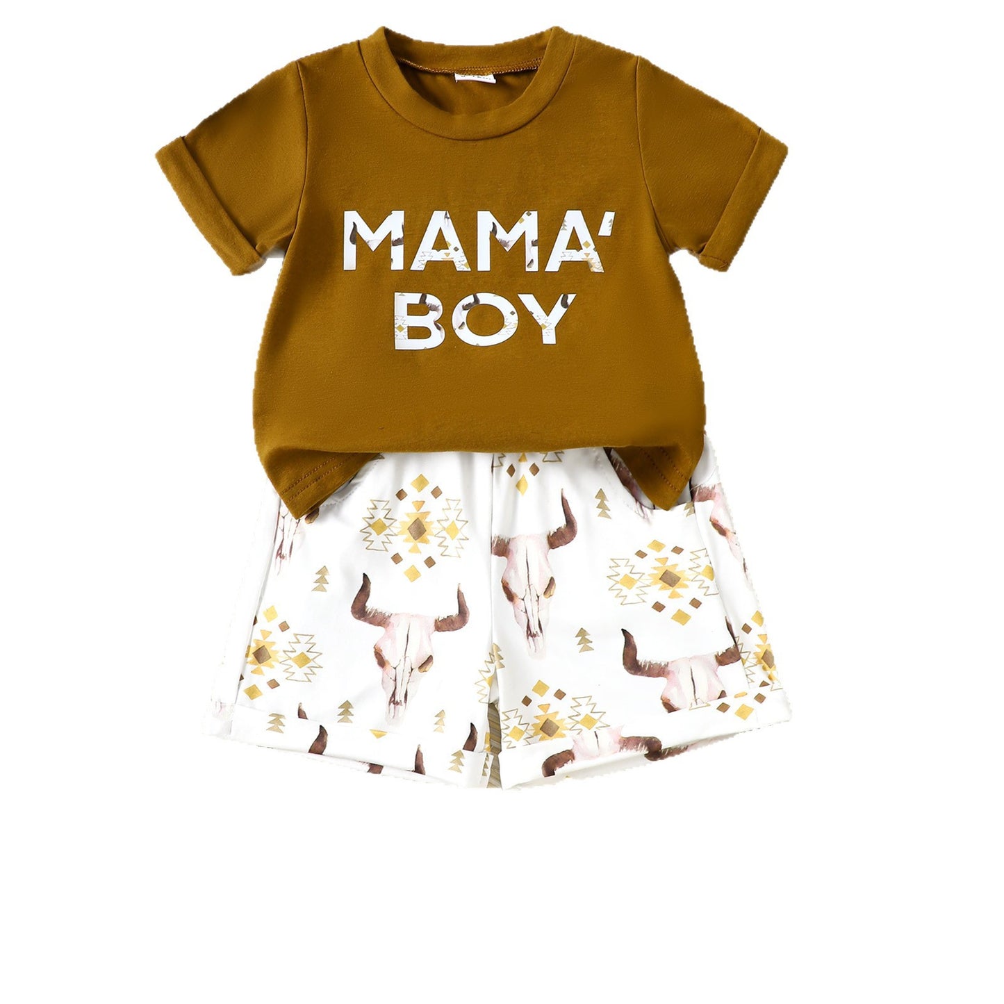 Children's Short Sleeve Set, Three-Color Letter Print T-Shirt and Shorts Two-Piece Set, Summer Outfit for Boys