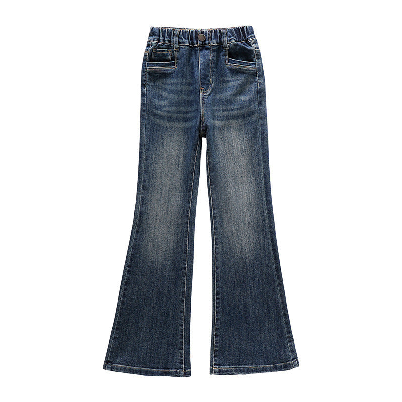 Girls' Flared Jeans, Casual Pants for Middle and Older Children