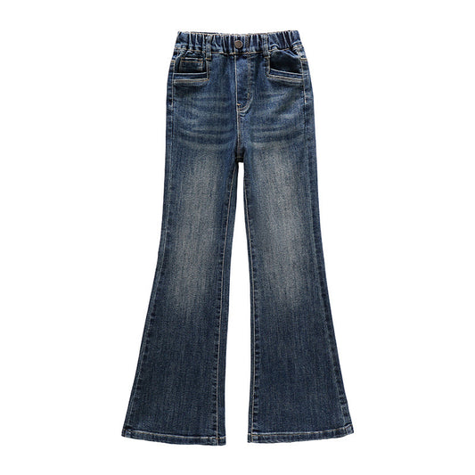 Girls' Flared Jeans, Casual Pants for Middle and Older Children